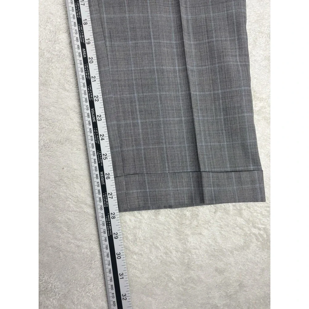 Michael Kors Wool Blend Gray Blue Glen Plaid Two Piece Mens Suit 40S Business